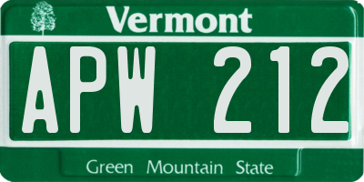 VT license plate APW212