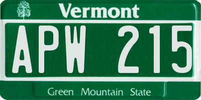VT license plate APW215