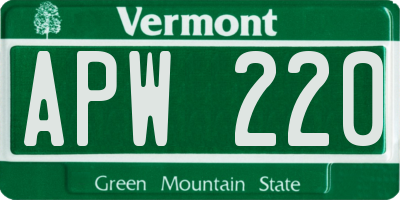 VT license plate APW220