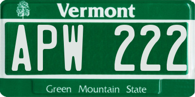 VT license plate APW222