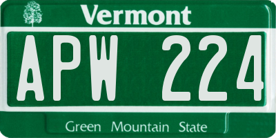 VT license plate APW224
