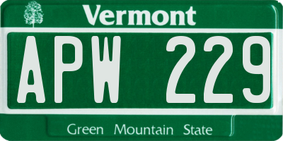 VT license plate APW229