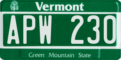 VT license plate APW230