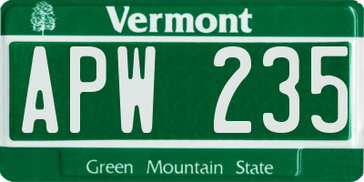 VT license plate APW235