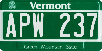 VT license plate APW237