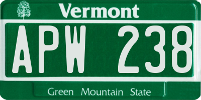 VT license plate APW238