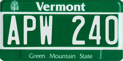VT license plate APW240