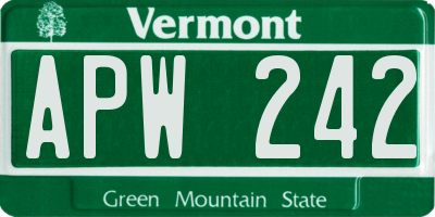 VT license plate APW242