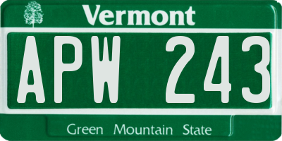 VT license plate APW243