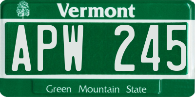 VT license plate APW245