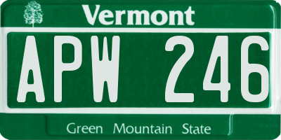 VT license plate APW246