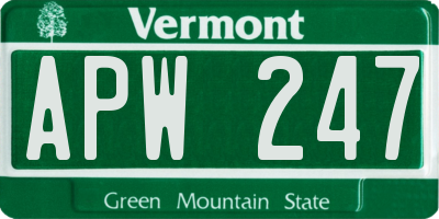 VT license plate APW247