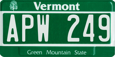VT license plate APW249