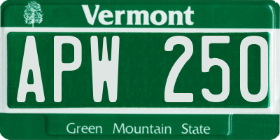 VT license plate APW250