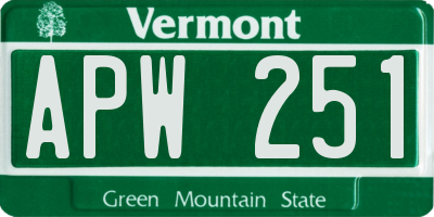 VT license plate APW251