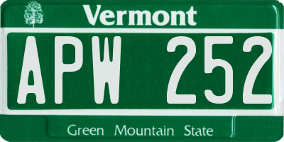 VT license plate APW252