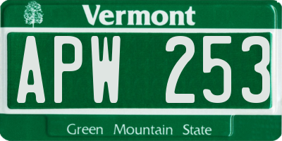 VT license plate APW253
