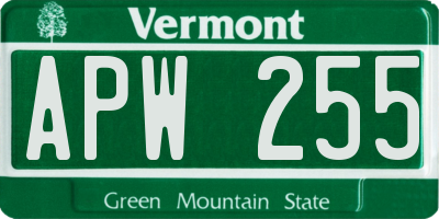 VT license plate APW255