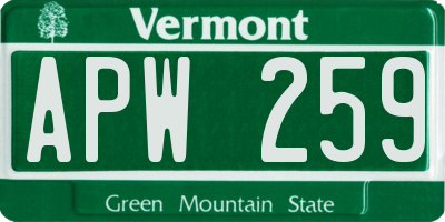 VT license plate APW259