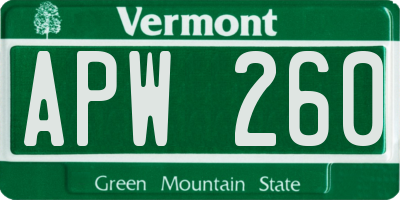 VT license plate APW260
