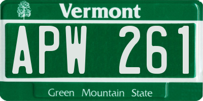 VT license plate APW261
