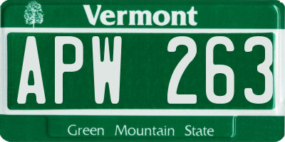 VT license plate APW263