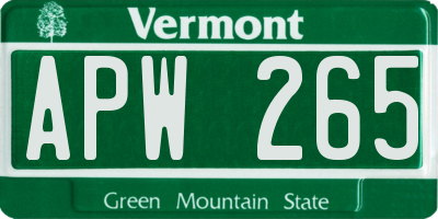 VT license plate APW265