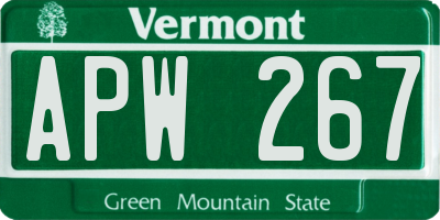 VT license plate APW267