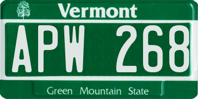 VT license plate APW268
