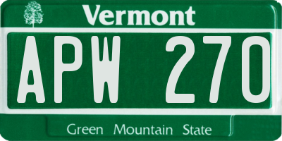 VT license plate APW270