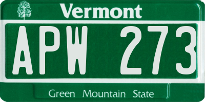 VT license plate APW273
