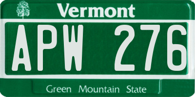 VT license plate APW276