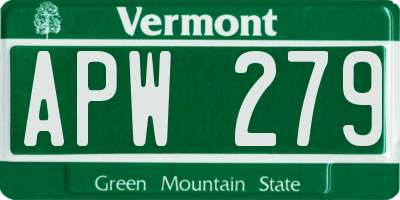 VT license plate APW279