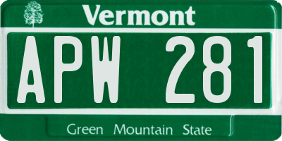 VT license plate APW281