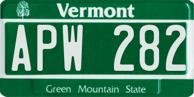 VT license plate APW282