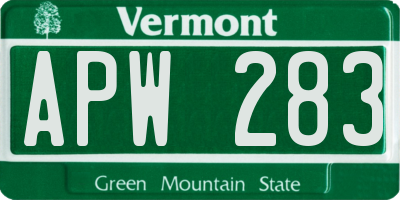 VT license plate APW283