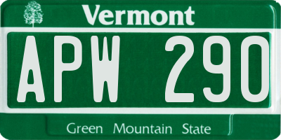 VT license plate APW290