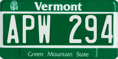 VT license plate APW294