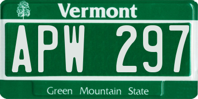 VT license plate APW297