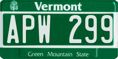 VT license plate APW299