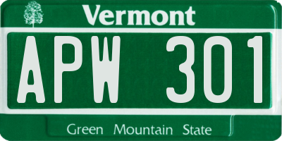 VT license plate APW301