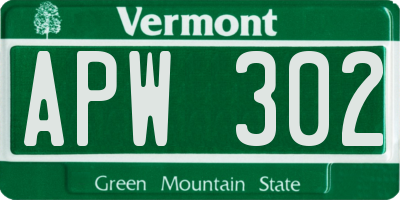 VT license plate APW302