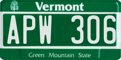 VT license plate APW306