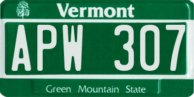 VT license plate APW307