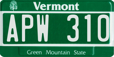 VT license plate APW310