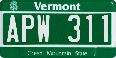 VT license plate APW311