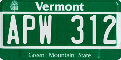 VT license plate APW312
