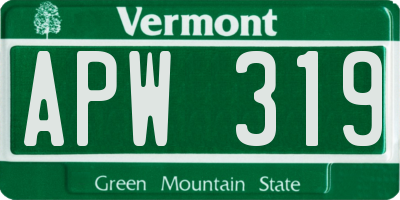 VT license plate APW319