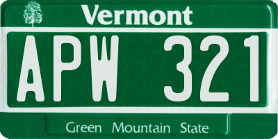 VT license plate APW321