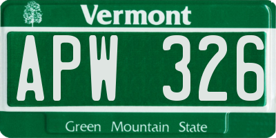 VT license plate APW326